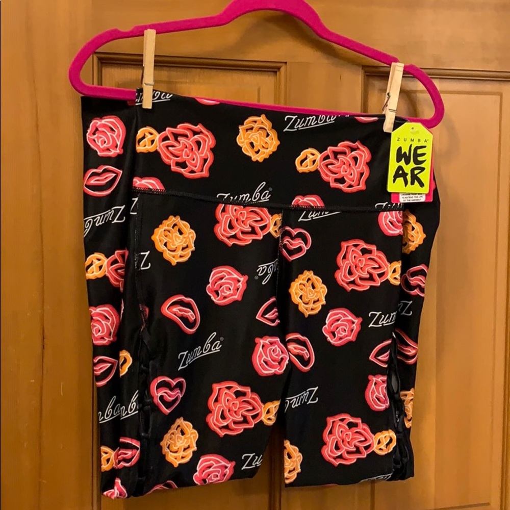 Zumba high waisted leggings with lace up side